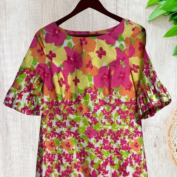 Lilly Pulitzer Womens Dress Size 6 Multicolor Floral Short Sleeve Ruffles - Picture 2 of 10